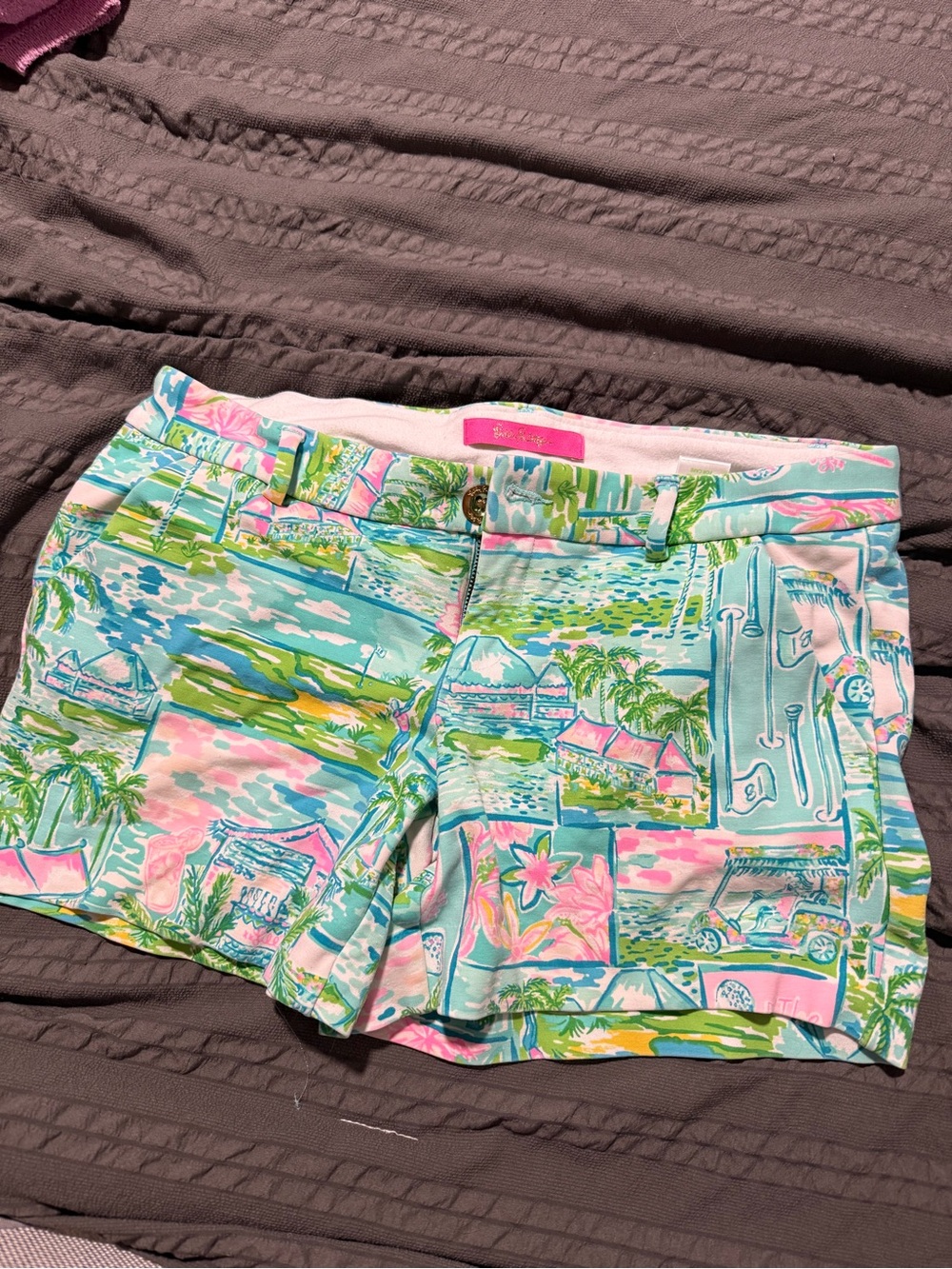 Lilly Pulitzer Pastel Tropical-Print Jean Shorts